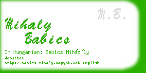 mihaly babics business card